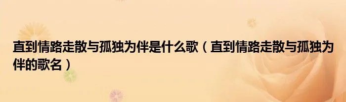 直到情路走散与孤独为伴是什么歌（直到情路走散与孤独为伴的歌名）