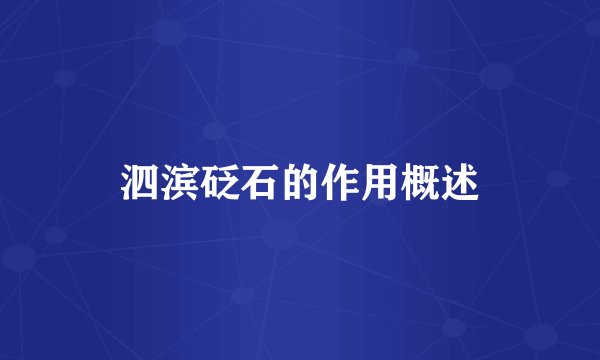 泗滨砭石的作用概述