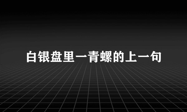 白银盘里一青螺的上一句