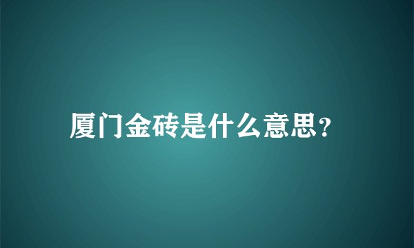厦门金砖是什么意思？