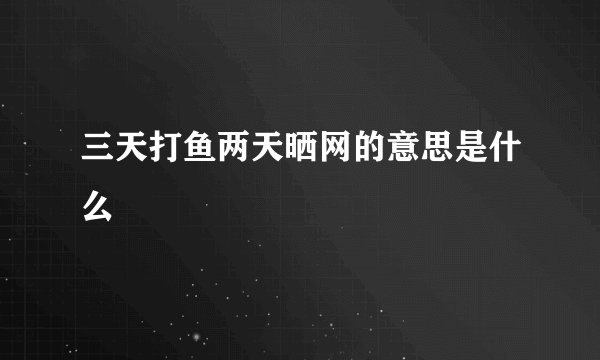 三天打鱼两天晒网的意思是什么