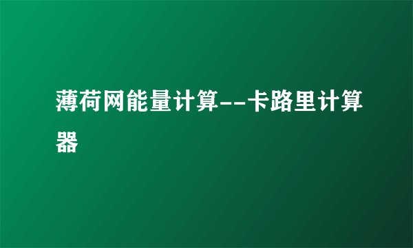 薄荷网能量计算--卡路里计算器