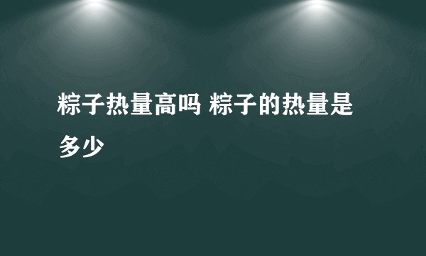 粽子热量高吗 粽子的热量是多少