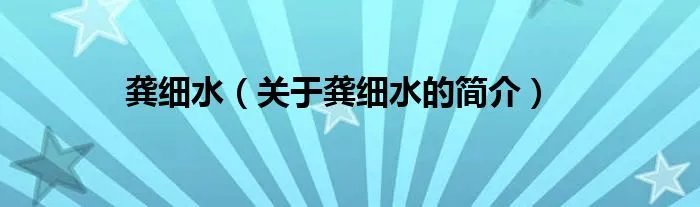 龚细水（关于龚细水的简介）
