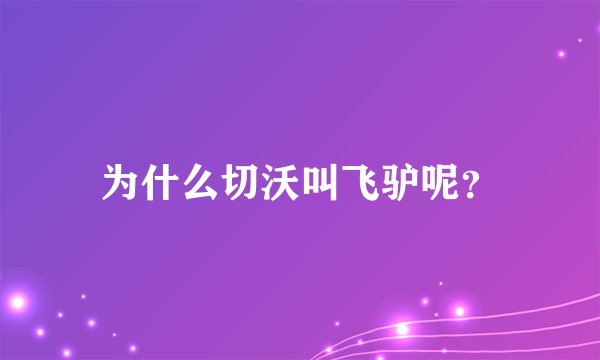 为什么切沃叫飞驴呢？