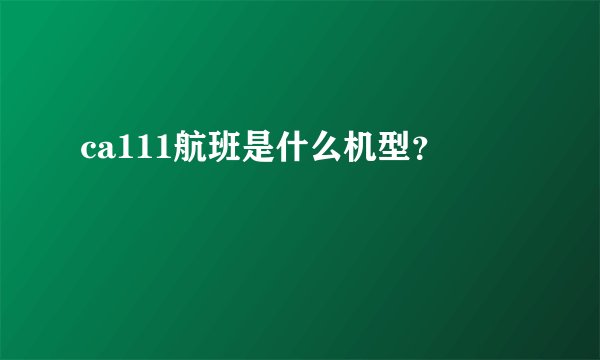 ca111航班是什么机型?