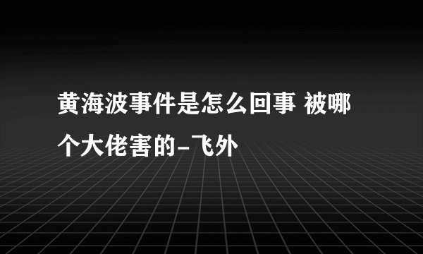 黄海波事件是怎么回事 被哪个大佬害的-飞外