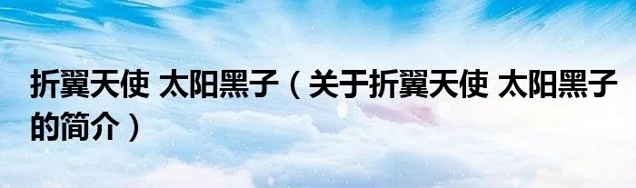 折翼天使 太阳黑子（关于折翼天使 太阳黑子的简介）