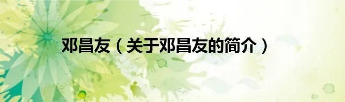 邓昌友（关于邓昌友的简介）