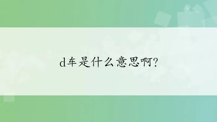 d车是什么意思啊？