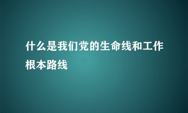 什么是我们党的生命线和工作根本路线