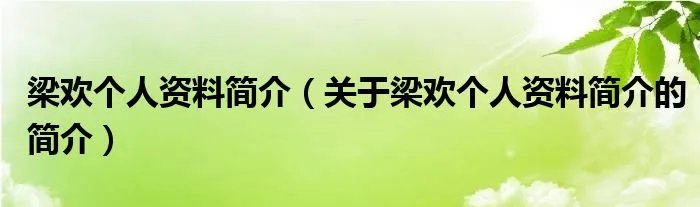 梁欢个人资料简介（关于梁欢个人资料简介的简介）