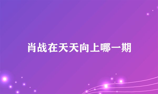 肖战在天天向上哪一期