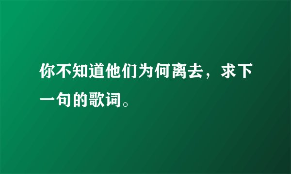你不知道他们为何离去，求下一句的歌词。