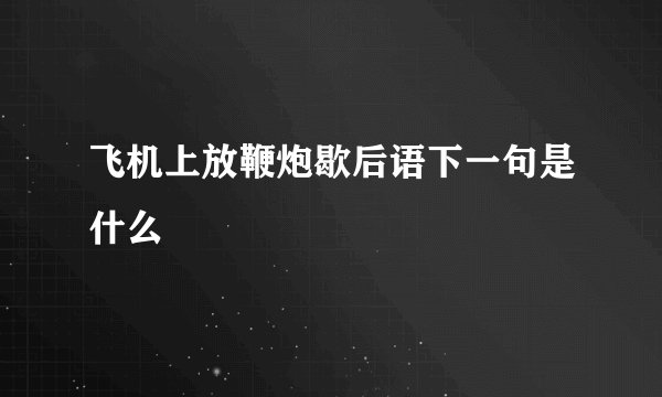 飞机上放鞭炮歇后语下一句是什么