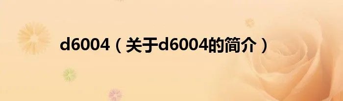 d6004（关于d6004的简介）