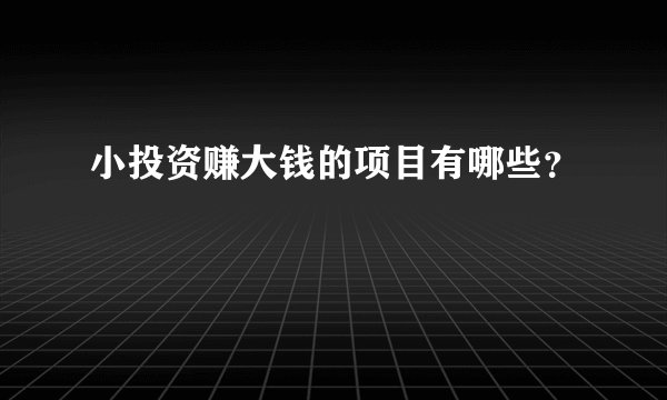 小投资赚大钱的项目有哪些?