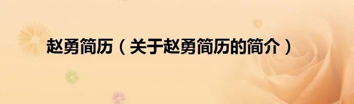 赵勇简历（关于赵勇简历的简介）