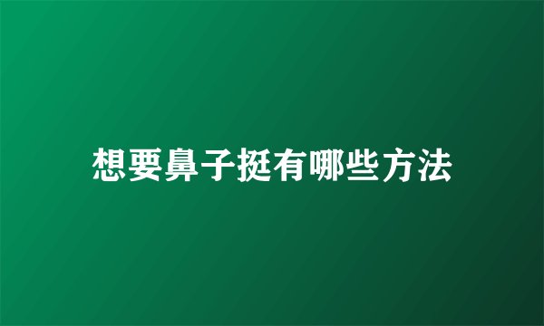 想要鼻子挺有哪些方法
