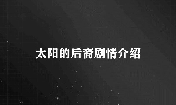 太阳的后裔剧情介绍