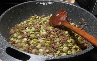 牛肉末炒利马豆