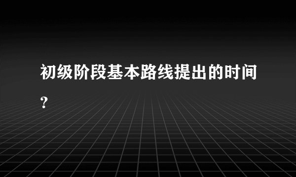 初级阶段基本路线提出的时间？