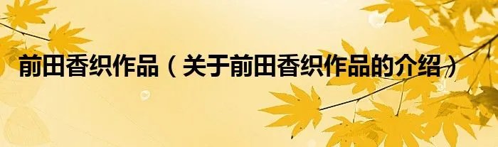 前田香织作品（关于前田香织作品的介绍）