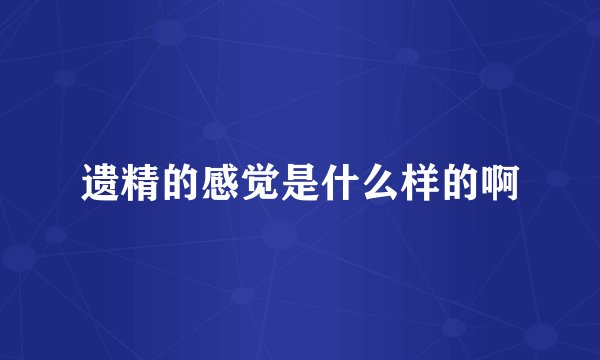 遗精的感觉是什么样的啊