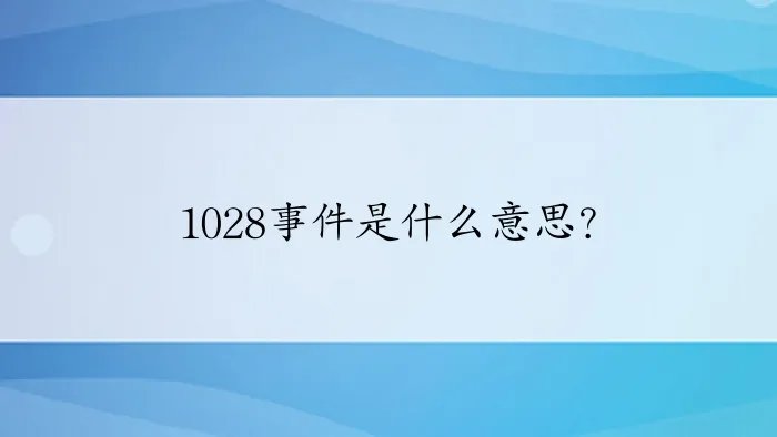 1028事件是什么意思？