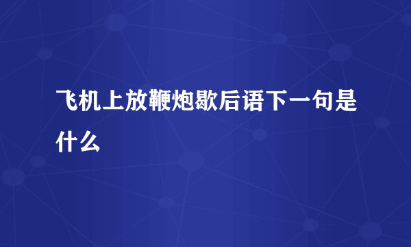 飞机上放鞭炮歇后语下一句是什么