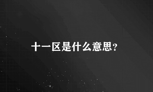 十一区是什么意思？