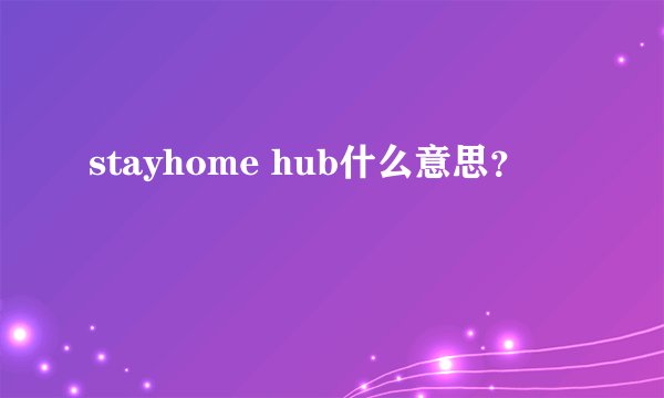 stayhome hub什么意思?