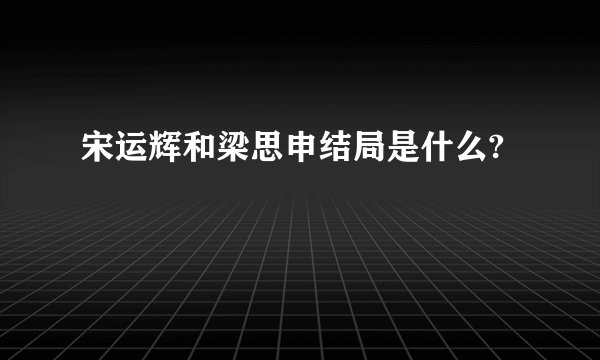 宋运辉和梁思申结局是什么?