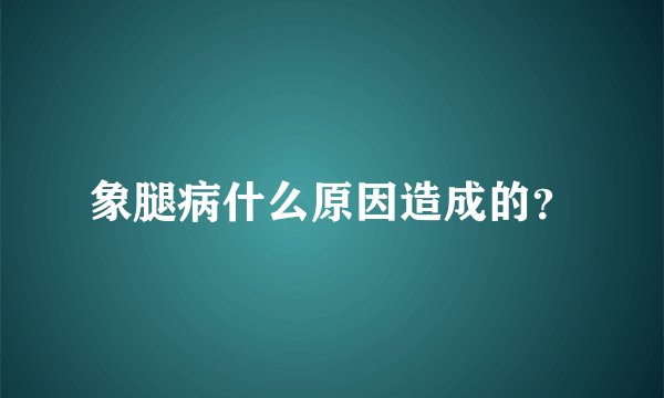 象腿病什么原因造成的？
