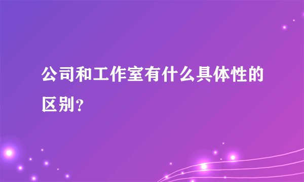 公司和工作室有什么具体性的区别？