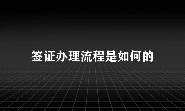 签证办理流程是如何的