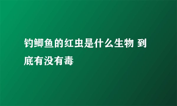 钓鲫鱼的红虫是什么生物 到底有没有毒