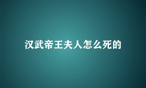 汉武帝王夫人怎么死的