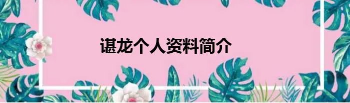 谌龙个人资料简介