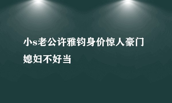 小s老公许雅钧身价惊人豪门媳妇不好当