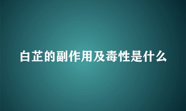 白芷的副作用及毒性是什么