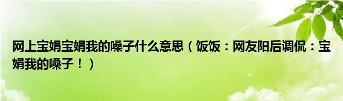 网上宝娟宝娟我的嗓子什么意思（饭饭：网友阳后调侃：宝娟我的嗓子！）