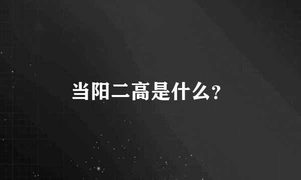 当阳二高是什么？
