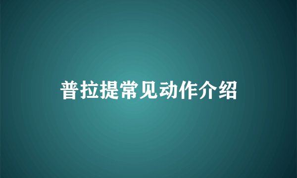 普拉提常见动作介绍