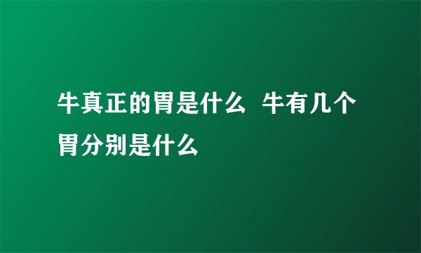 牛真正的胃是什么  牛有几个胃分别是什么