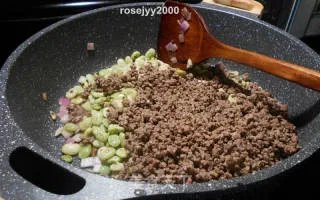 牛肉末炒利马豆