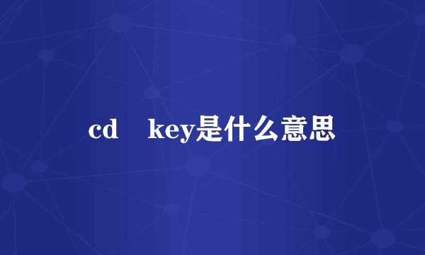 cd key是什么意思