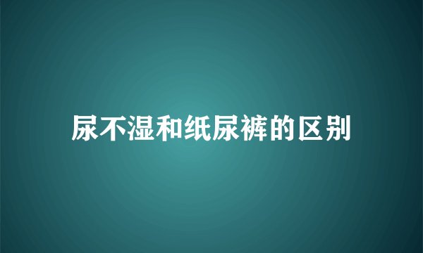 尿不湿和纸尿裤的区别