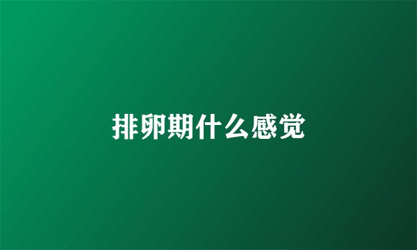 排卵期什么感觉