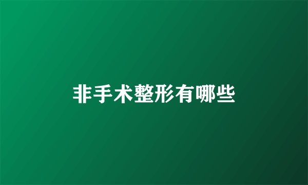 非手术整形有哪些